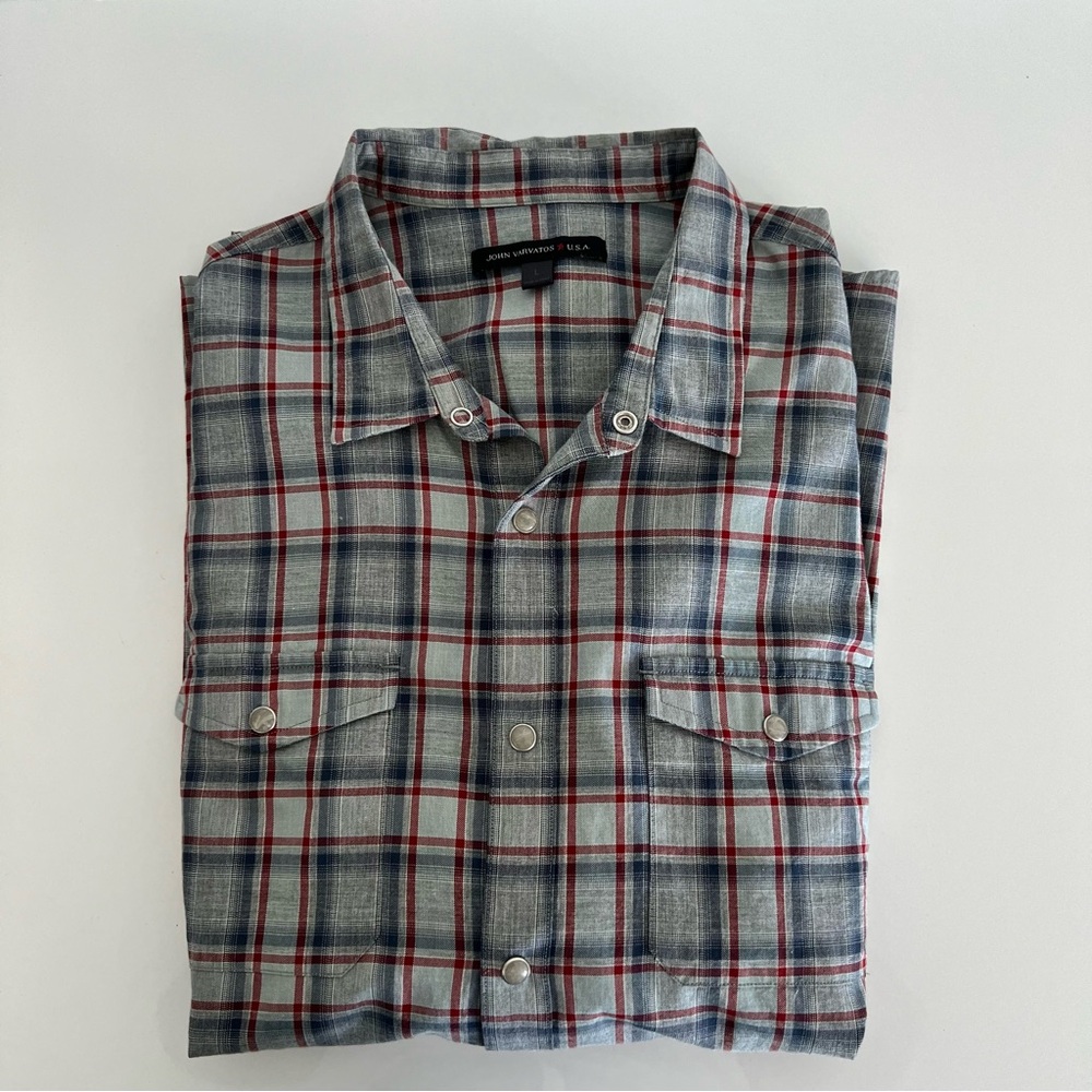 JOHN VARVATOS USA Mens Plaid button down skirt Sz L